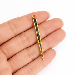 Gold Filled CZ Spike Bar Charm, Gold Pave Bar Pendant for Necklace Bracelet Earring DIY Jewelry Making, Gift for Her, CP001