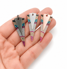 CZ Arrowhead Charm Pendant, Spike Drop Pendant, Colorful CZ Jewelry for Necklace Bracelet DIY Making Supplies, Gift for Her, CP005
