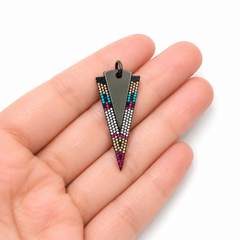 CZ Arrowhead Charm Pendant, Spike Drop Pendant, Colorful CZ Jewelry for Necklace Bracelet DIY Making Supplies, Gift for Her, CP005