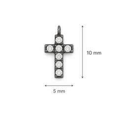 Black Cross Charm, Crystal Cross Pendant, Pave Rhinestone Charm, Christian Jewelry Finding, Religious Pendant, Cross Necklace Charm, CP008A