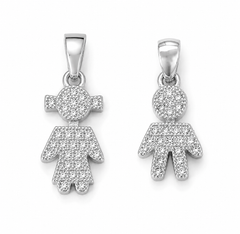 Gold Filled Boy and Girl Couple Charm Pendant, CZ Pave Couple Charms for Necklace Bracelet DIY Jewelry Supplies Romantic Gift, CP040