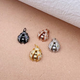 18K Gold Filled Ladybug Charm, CZ Micro Pave Ladybug Pendant, Rose Gold/Gold/Black Lady bug Beetle, Bug, Insect Charm, 12x19mm, CP044