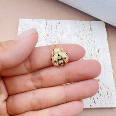 18K Gold Filled Ladybug Charm, CZ Micro Pave Ladybug Pendant, Rose Gold/Gold/Black Lady bug Beetle, Bug, Insect Charm, 12x19mm, CP044