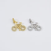 18K Gold Filled Bicycle Charm Pendant, Micro Pave CZ Bicycle Pendant, Sports Charm, Bicycle Pendant, Bicycle Charm, 15x10mm, CP080