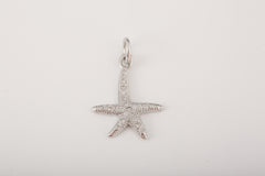 24K Gold Filled Small Starfish Pendant Charm, Cubic Zirconia Micro Pave Starfish Charm, Black/Rosegold/Whitegold/Gold,1pc,15mm,CP086A