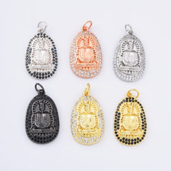 18K Gold Filled Cubic Zirconia Micro Pave Buddha Charm, 26x14mm, CP088