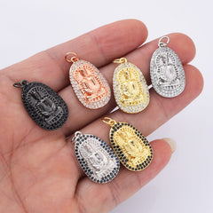 18K Gold Filled Cubic Zirconia Micro Pave Buddha Charm, 26x14mm, CP088