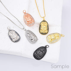 18K Gold Filled Cubic Zirconia Micro Pave Buddha Charm, 26x14mm, CP088