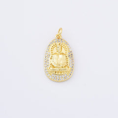 18K Gold Filled Cubic Zirconia Micro Pave Buddha Charm, 26x14mm, CP088