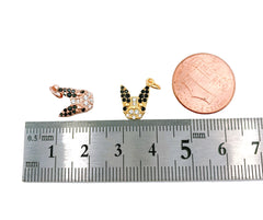 French Bulldog, Boston Terrier, 18K Gold Dog CZ Micro Pave Charm Pendant, Dog Charm, Dog Pendant, Dog Bracelet, 11x10mm, CP1003