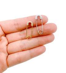 Safety pin CZ Micro Pave Charm Pendant, 18K Gold Safety Pin Charm, Baby Shower Gifts, Baby Charms, Cubic Zirconia, CP1042
