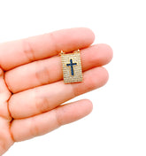 Cross Colored CZ Micro Pave Charm Pendant, Cross Tag Pendant, Cross Charm, Cross Pendant, Cross, Cubic Zirconia, 21x12mm, CP1047