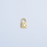 18K Gold Filled Moon Star Padlock Pendant Dainty Padlock Charm Celestial Lock Jewelry for Necklace Earring Bracelet Component 12x7mm, CP1048