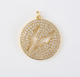 24K Gold Filled Lightning CZ Micro Pave Charm Pendant, Lightning Bolt Charm, Lightning Bolt, Lightning Necklace, Cubic Zirconia, Charm, CP1054