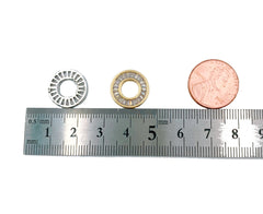 Round Disc CZ Micro Pave Charm Pendant, Rondelle Charm, Round Charm, Round Pendant, Disc Charm, Cubic Zirconia, 15mm, CP1058