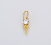 CZ Pendant Clasp Pearl Bail Eye Pins, CZ Micro Pave Bail with Pin, Peg Bail Eye Pin Cap for Half Drilled Pearls, 11x4mm, CP1059