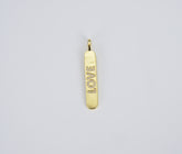 Micro Pave Love Word Charm Rectangle in 18K Gold Drop Pendant for Necklace Bracelet Earring Component, 44x7mm, CP1071