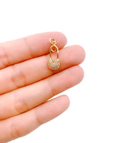 Safety Pin Charm Pendant, CZ Micro Pave Safety Pin Pendant, Safety Pin Charm, Safety Pin Pendant, Cubic Zirconia, 18x8mm, CP1109
