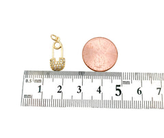 Safety Pin Charm Pendant, CZ Micro Pave Safety Pin Pendant, Safety Pin Charm, Safety Pin Pendant, Cubic Zirconia, 18x8mm, CP1109