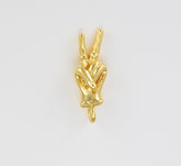 Peace Hand Sign Charm Pendant, 18K Gold Peace Hand Sign, Peace Sign Charm, V Sign Necklace, V Hand sign Charm, 18x7mm, CP1113