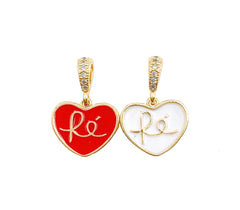 Good Faith Enamel Charm, Enamel RE Alphabet On Oval Pendant/Charm, 18K Gold CZ Micro Pave pendant, Enamel pendant, 14mm, CP1118