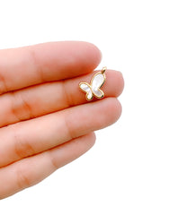 Butterfly Charm Pendant, 18K Gold Shell Butterfly Pendant, Butterfly Charm, Butterfly Pendant, Mother of Pearl, 11x10mm, CP1119