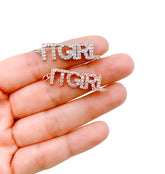 ITGirl Tag Charm Pendant, CZ Micro Pave Dog Tag Pendant, Tag Charm, Dog Tag Charm, Charm Necklace, Cubic Zirconia, 34x9mm, CP1121