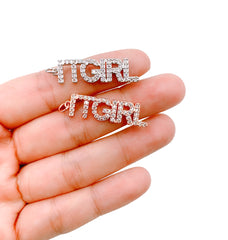 ITGirl Tag Charm Pendant, CZ Micro Pave Dog Tag Pendant, Tag Charm, Dog Tag Charm, Charm Necklace, Cubic Zirconia, 34x9mm, CP1121