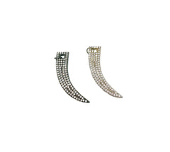 18K Gold CZ Micro Pave Horn Pendant, Elephant Tusk Pendant, Long Horn pendant Charm, Tusk Necklace, Charm Bracelet 31x7mm, CP1123