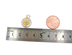 18K Gold Marijuana Charm Pendant, Freshwater Pearl Cannabis Charm Pendant, CZ Micro Pave Marijuana Pendant, Weed, 14mm, CP1127