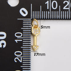 Arrow Charm Pendant, 18K Gold CZ Micro Pave Arrow Pendant, Arrow Necklace, Arrow Pendant, Archery Charm, 17x5mm, CP1146