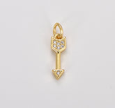 Arrow Charm Pendant, 18K Gold CZ Micro Pave Arrow Pendant, Arrow Necklace, Arrow Pendant, Archery Charm, 17x5mm, CP1146