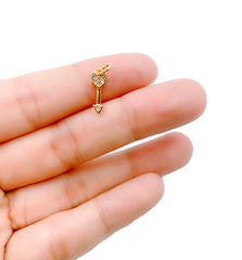 Arrow Charm Pendant, 18K Gold CZ Micro Pave Arrow Pendant, Arrow Necklace, Arrow Pendant, Archery Charm, 17x5mm, CP1146