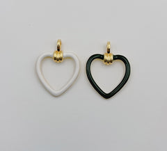 Dainty Enamel Heart Charm, Gold Filled Over Brass Heart Pendant for Necklace Bracelet Charm for Jewelry Making Supply, 25/35/50mm, CP1147