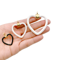 Dainty Enamel Heart Charm, Gold Filled Over Brass Heart Pendant for Necklace Bracelet Charm for Jewelry Making Supply, 25/35/50mm, CP1147