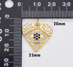 Evil Eye Heart Charm , Dainty Gold Eye Charm 18k Gold Filled Evil Eye Charm, Love Charm, Medallion Heart Jewelry, Protection Charm CP1150
