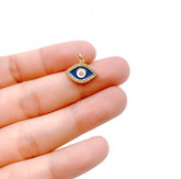 Blue Evil Eye Charm Pendant, 18K Gold Filled CZ Micro Pave Evil Eye Pendant, Evil Eye Necklace, Evil Eye Charm, 15x11mm, CP1154