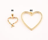 24K Gold Filled Heart Charm Pendant, Cubic Zirconia Micro Pave Heart Pendant, Heart Necklace, Heart Pendant, Heart, 17,35mm, CP1155