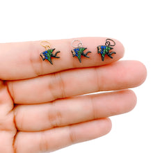 Tropical Angel Fish Charm Pendant, 18K Gold CZ Micro Pave Fish Pendant, Fish Necklace, Fish Bracelet, Fish Charm, 10x8mm, CP1160