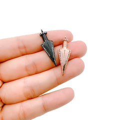 Arrow Head Charm, CZ Micro Pave Triangle Arrow Spike Pendant, Spear Dragger Spike Charm for Necklace Bracelet Cubic Zirconia, CP1164