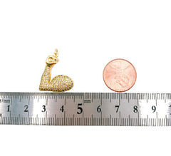 24K Gold Filled Arm Muscles Charm, CZ Micro Pave Arm Muscles Pendant, Biceps Muscle Charm, Muscle Building, Cubic Zirconia, 22x18mm, CP1172
