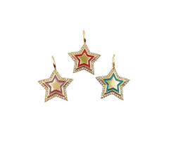 24K Gold Filled Dainty Micro Pave Star Charm Gold Filled Star Pendant Enamel Star Charm for Bracelet, Necklace, Earring Component, 19mm, CP1175
