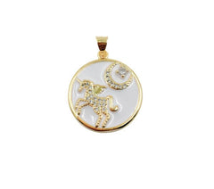 24K Gold Filled Enamel Unicorn Charm, CZ Micro Pave Unicorn Pendant, Unicorn Pendant, Cubic Zirconia, Pegasus Charm For Kids, 22mm, CP1176