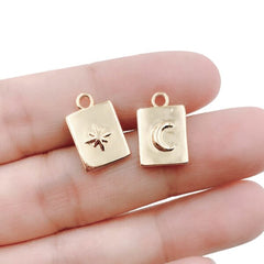 18K Gold Filled Crescent Moon and Star Charm, Gold Charm Pendant, Moon Charm Pendant, Moon Star Celestial Jewelry, 10mm, CP1177