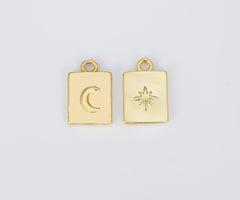 18K Gold Filled Crescent Moon and Star Charm, Gold Charm Pendant, Moon Charm Pendant, Moon Star Celestial Jewelry, 10mm, CP1177