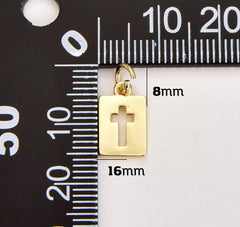14K Gold Filled Cross Charm Plain Faith Cross Pendant Religious Jewelry for Necklace Making Supplies, Cross Pendant, 15/8mm, CP1180