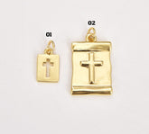 14K Gold Filled Cross Charm Plain Faith Cross Pendant Religious Jewelry for Necklace Making Supplies, Cross Pendant, 15/8mm, CP1180