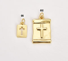 14K Gold Filled Cross Charm Plain Faith Cross Pendant Religious Jewelry for Necklace Making Supplies, Cross Pendant, 15/8mm, CP1180