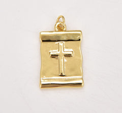 14K Gold Filled Cross Charm Plain Faith Cross Pendant Religious Jewelry for Necklace Making Supplies, Cross Pendant, 15/8mm, CP1180