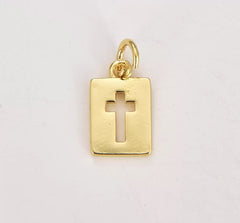 14K Gold Filled Cross Charm Plain Faith Cross Pendant Religious Jewelry for Necklace Making Supplies, Cross Pendant, 15/8mm, CP1180